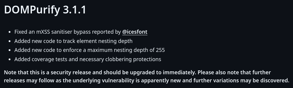 Figure 1: Patch release & Change log 